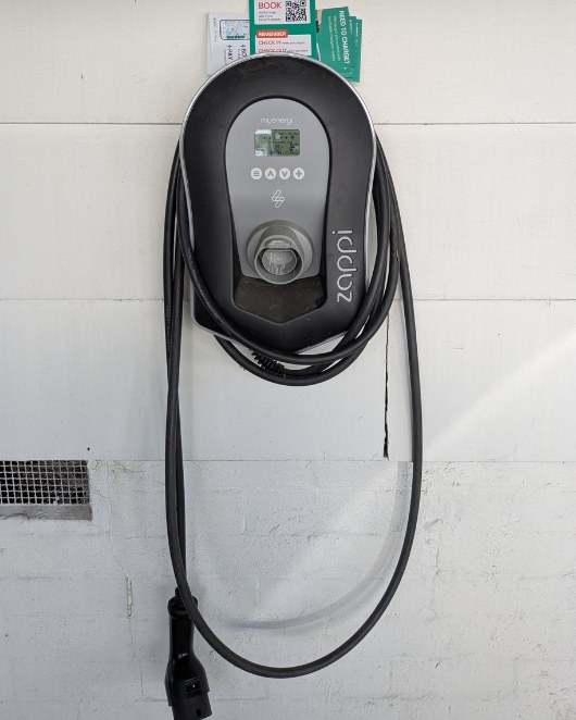 Zappi home EV charger with ivygo booking signage